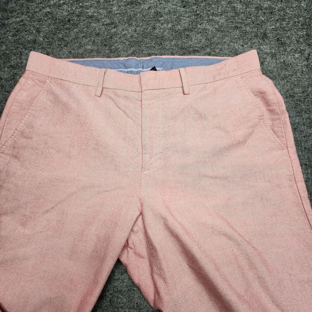 J Crew Mens Bowery Urban Slim Flat Front Chino Pants Heathered Red Pink 34x33